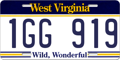 WV license plate 1GG919
