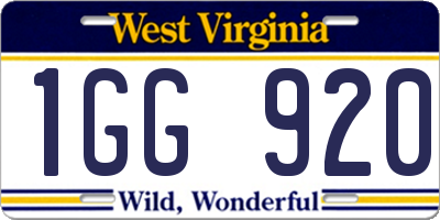 WV license plate 1GG920