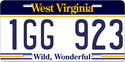 WV license plate 1GG923