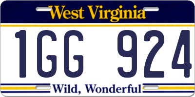 WV license plate 1GG924