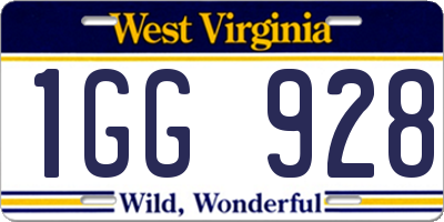 WV license plate 1GG928