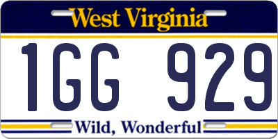 WV license plate 1GG929