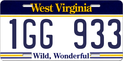 WV license plate 1GG933
