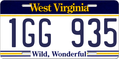 WV license plate 1GG935