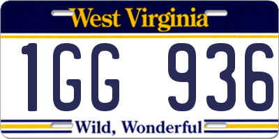 WV license plate 1GG936