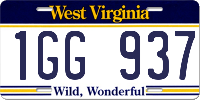 WV license plate 1GG937