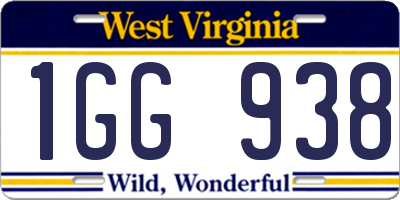 WV license plate 1GG938