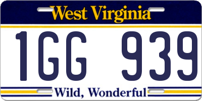 WV license plate 1GG939