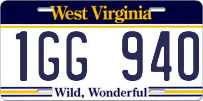 WV license plate 1GG940