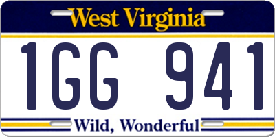 WV license plate 1GG941