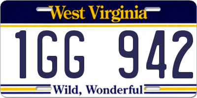WV license plate 1GG942