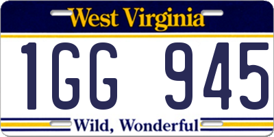 WV license plate 1GG945