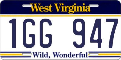WV license plate 1GG947