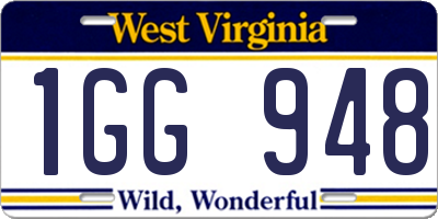 WV license plate 1GG948