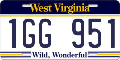 WV license plate 1GG951