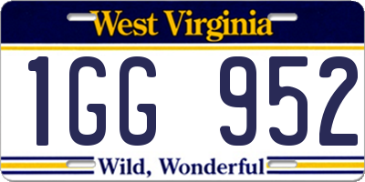 WV license plate 1GG952