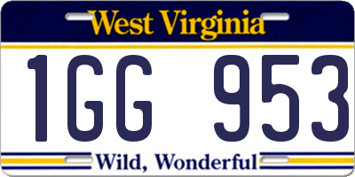 WV license plate 1GG953