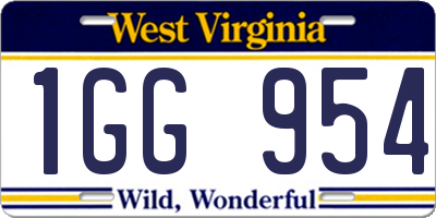 WV license plate 1GG954