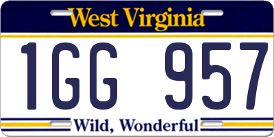 WV license plate 1GG957