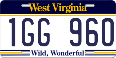 WV license plate 1GG960