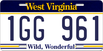 WV license plate 1GG961