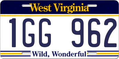 WV license plate 1GG962