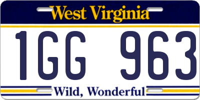 WV license plate 1GG963