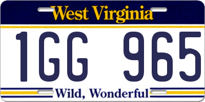 WV license plate 1GG965