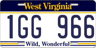 WV license plate 1GG966