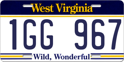 WV license plate 1GG967