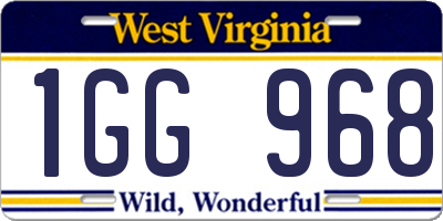 WV license plate 1GG968