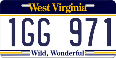 WV license plate 1GG971