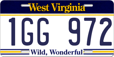 WV license plate 1GG972