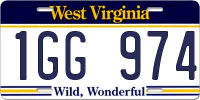 WV license plate 1GG974