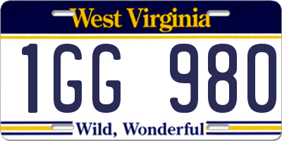 WV license plate 1GG980