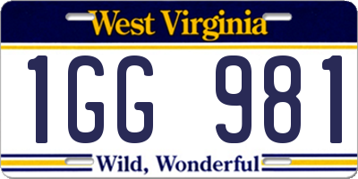WV license plate 1GG981