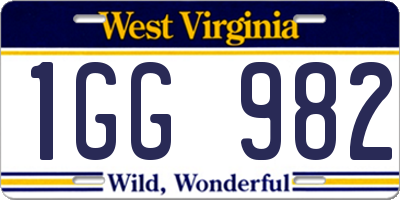 WV license plate 1GG982