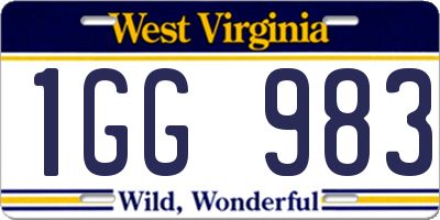 WV license plate 1GG983