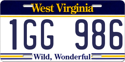 WV license plate 1GG986