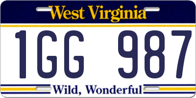 WV license plate 1GG987