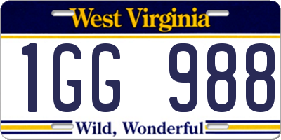 WV license plate 1GG988