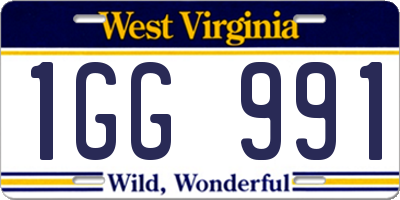WV license plate 1GG991