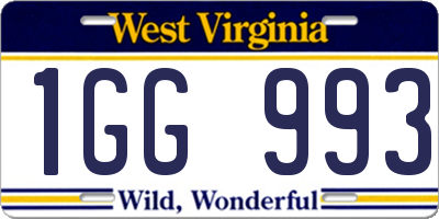 WV license plate 1GG993