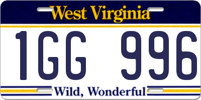 WV license plate 1GG996