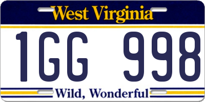 WV license plate 1GG998