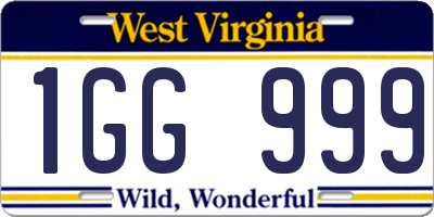 WV license plate 1GG999
