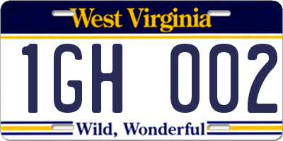 WV license plate 1GH002