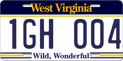 WV license plate 1GH004