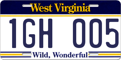 WV license plate 1GH005