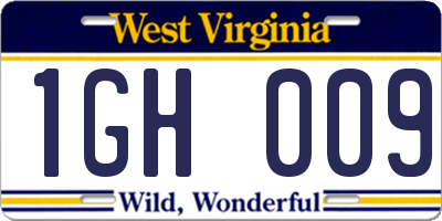 WV license plate 1GH009